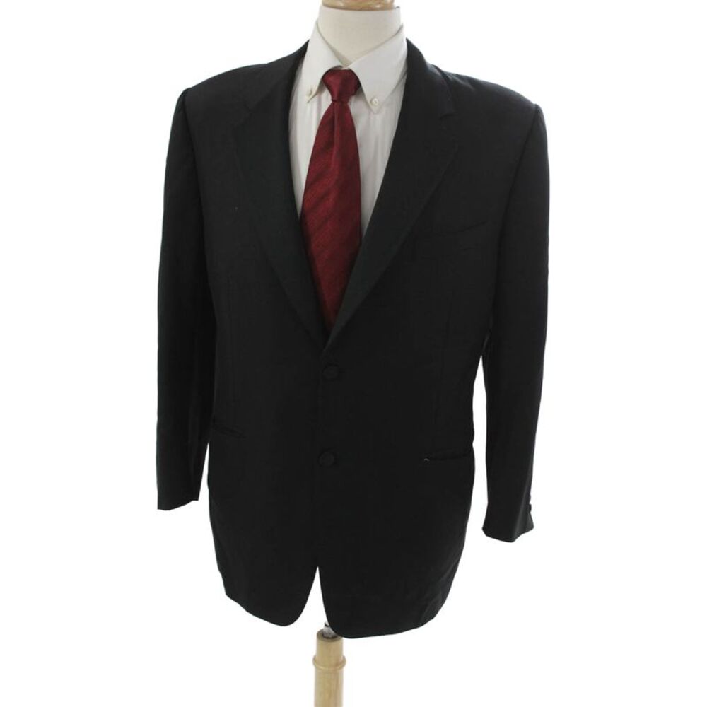 Canali Mens Wool Black Blazer Buttoned Size 54